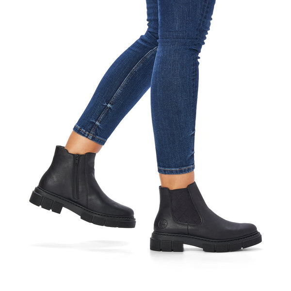 Rieker Ladies Chunky Sole Zip Sided Ankle Boot