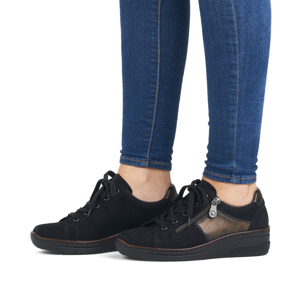 Rieker Ladies Zip Sided Lace Up Shoe