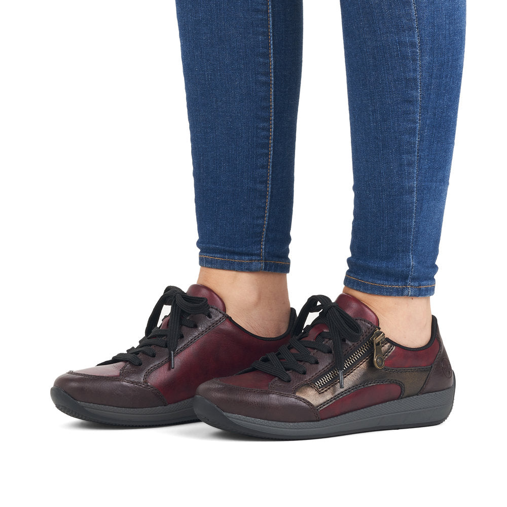 Rieker Ladies Red Combi Lace Up Shoe