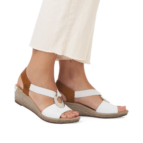 Rieker Ladies Wedge Heel Elastic Strap Sandal