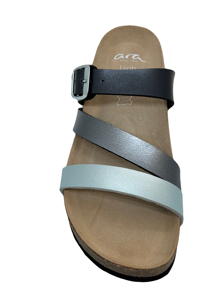 ARA Women's Bali Mules - Cork Sole With Arch Support & Adjustable Ankle Strap