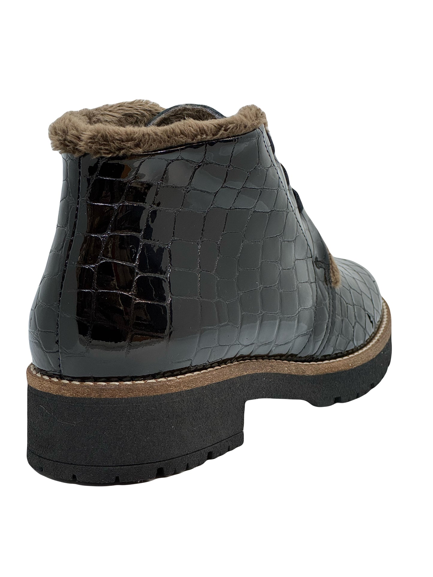 Pitillos Ladies Croco Teddy Lining Lace Up Ankle Boot