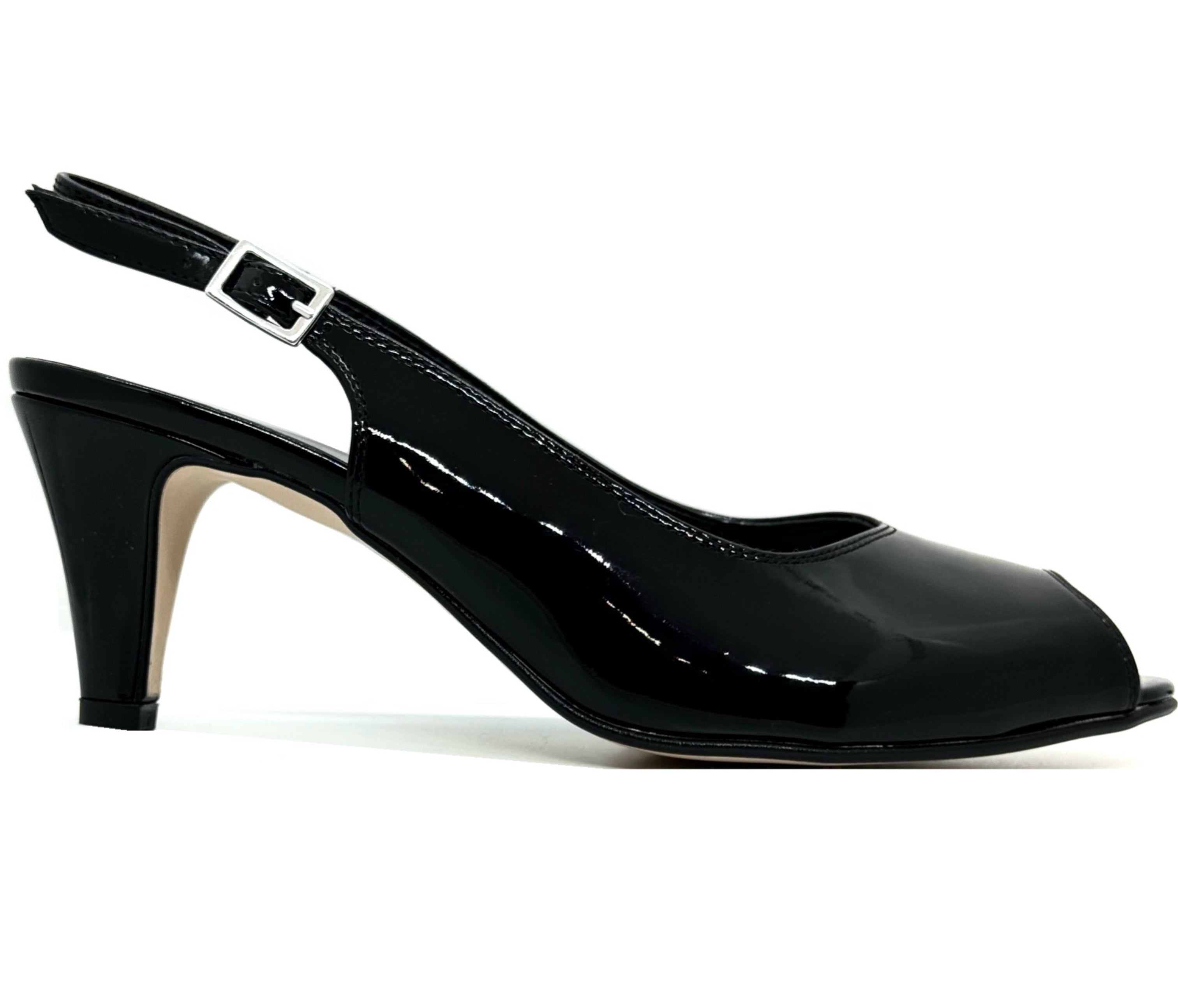 Savannah Mid Heel Slingback Peep Toe Sandal – Hobson Shoes