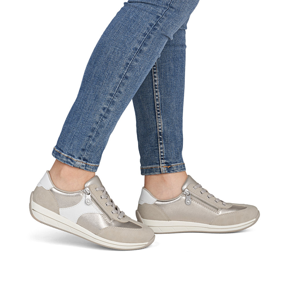 Rieker Ladies Wide Fit Zip Side Lace Up Sneaker