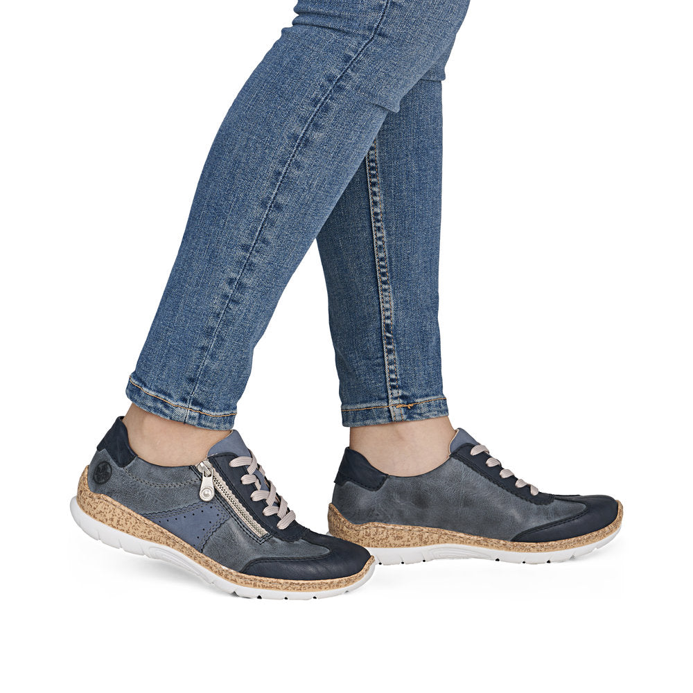 Rieker Ladies Lightweight Zip Side Lace Casual Shoe.