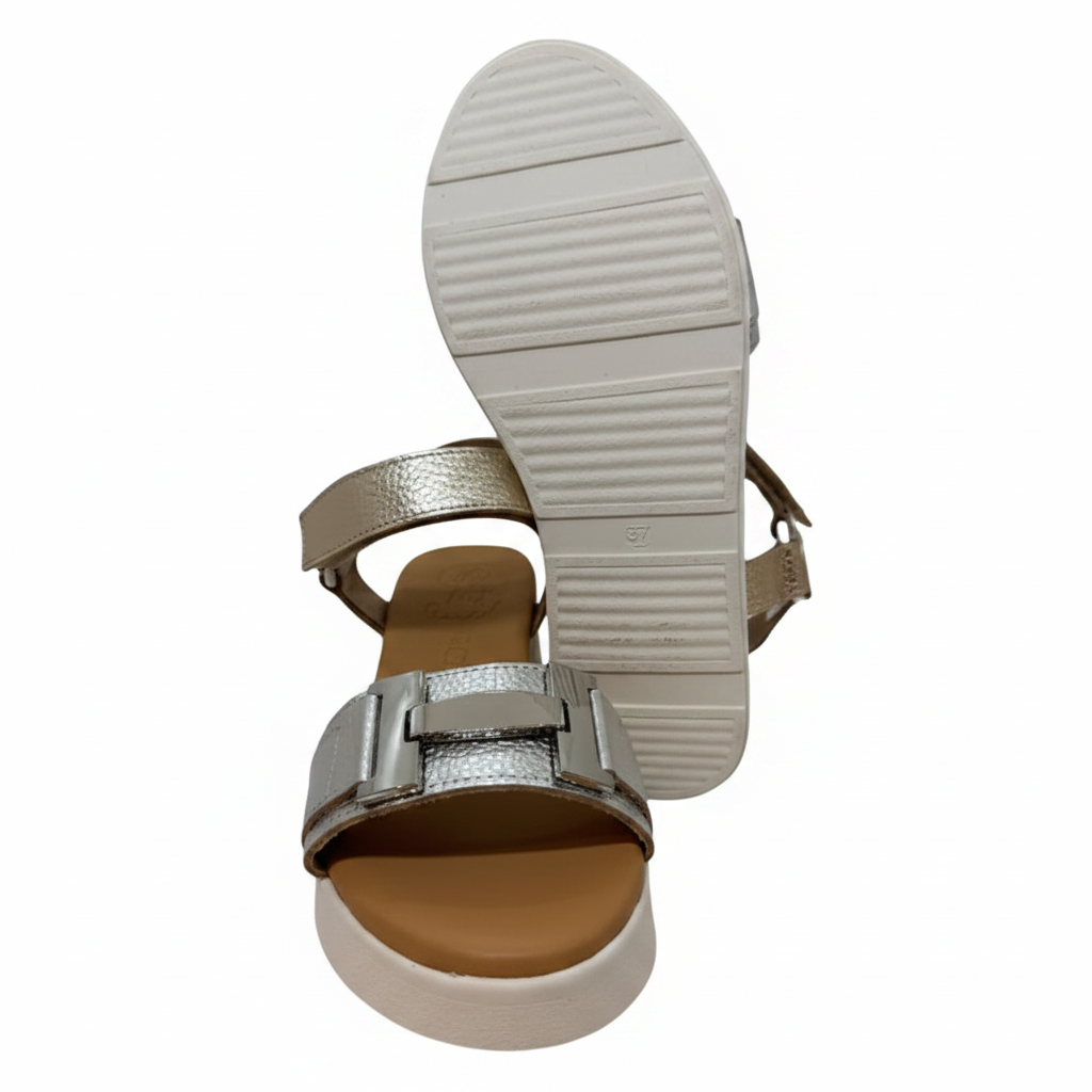Oh! My Sandals Ladies Multi Metallic Champagne Trend Sandal
