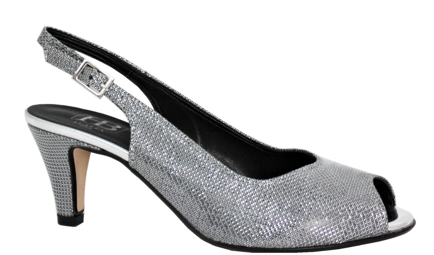 Savannah Mid Heel Slingback Peep Toe Sandal