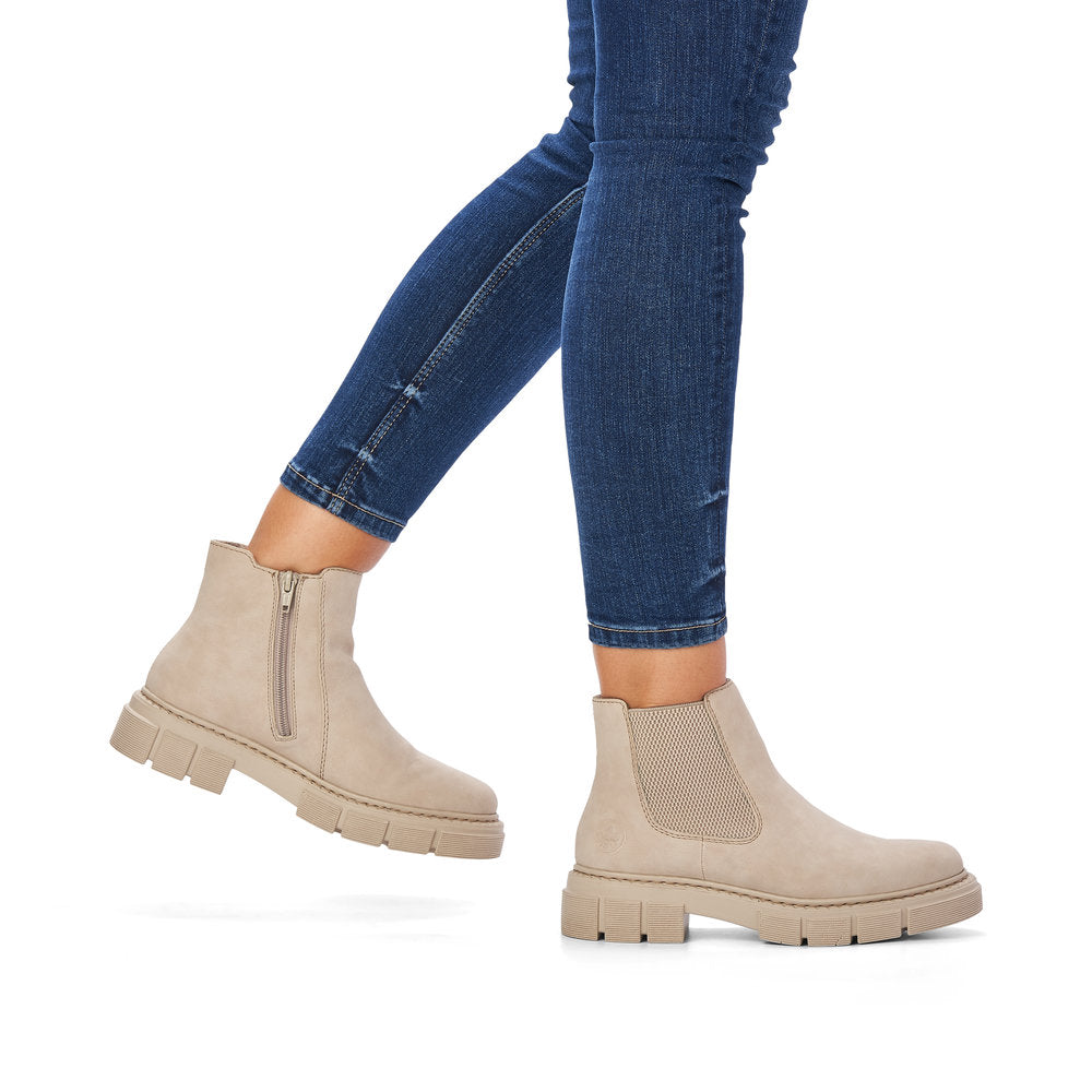 Rieker Ladies Chunky Sole Elastic Sided Ankle Boot