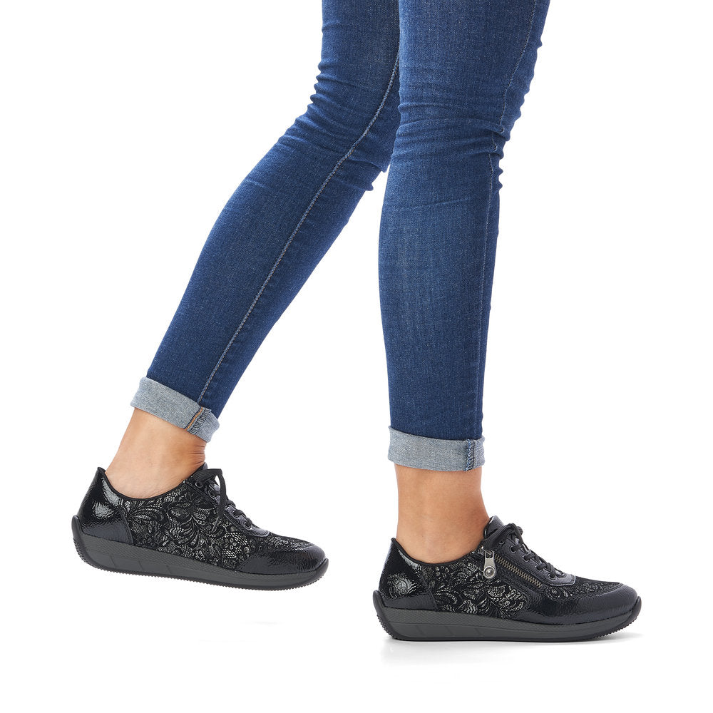 Rieker Ladies Velour Lace Up Sneaker