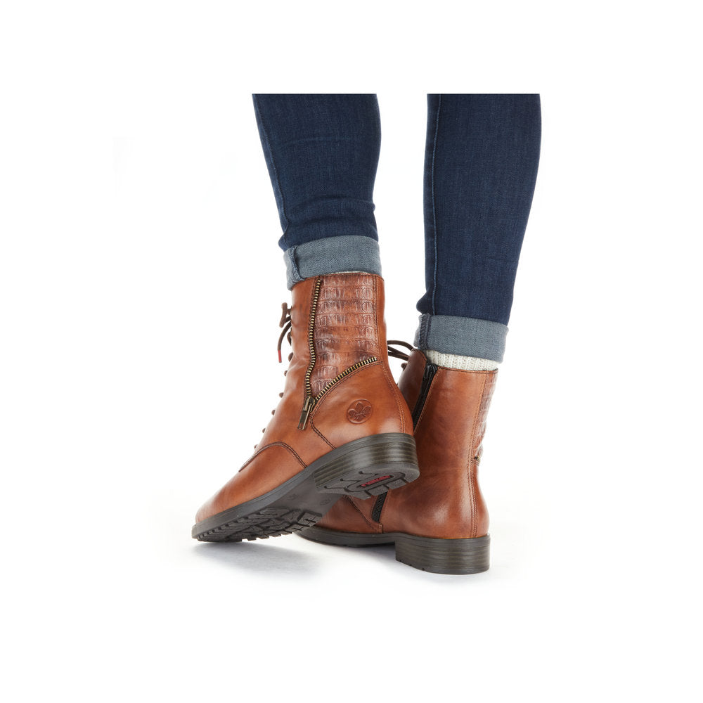 Rieker Ladies Lace Up Low Heel Ankle Boot