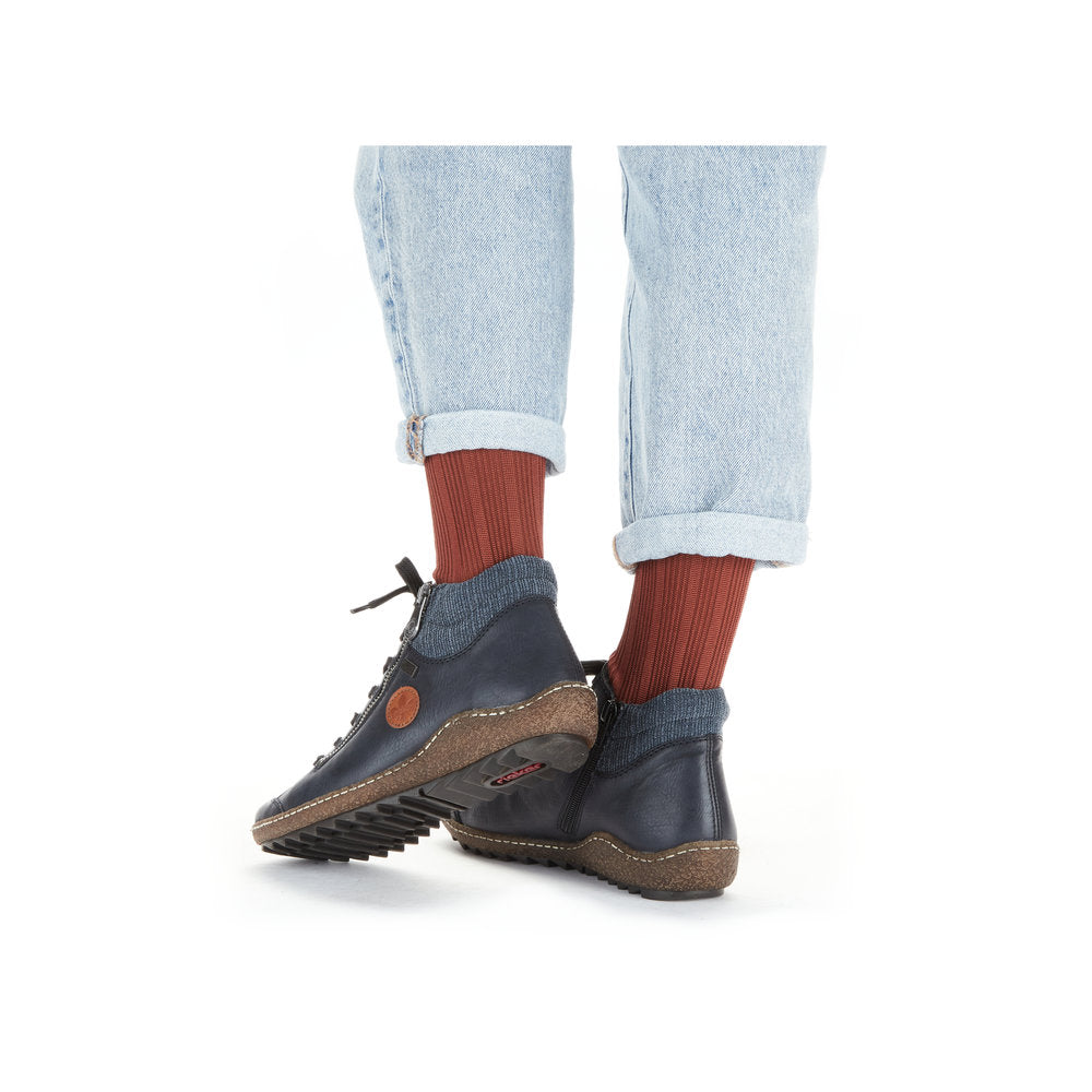 Rieker Ladies Knitted Cuff lace Up ankle Boot