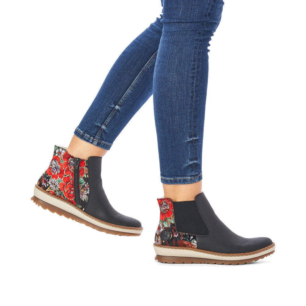 Rieker Ladies Floral Trim Chelsea Boot