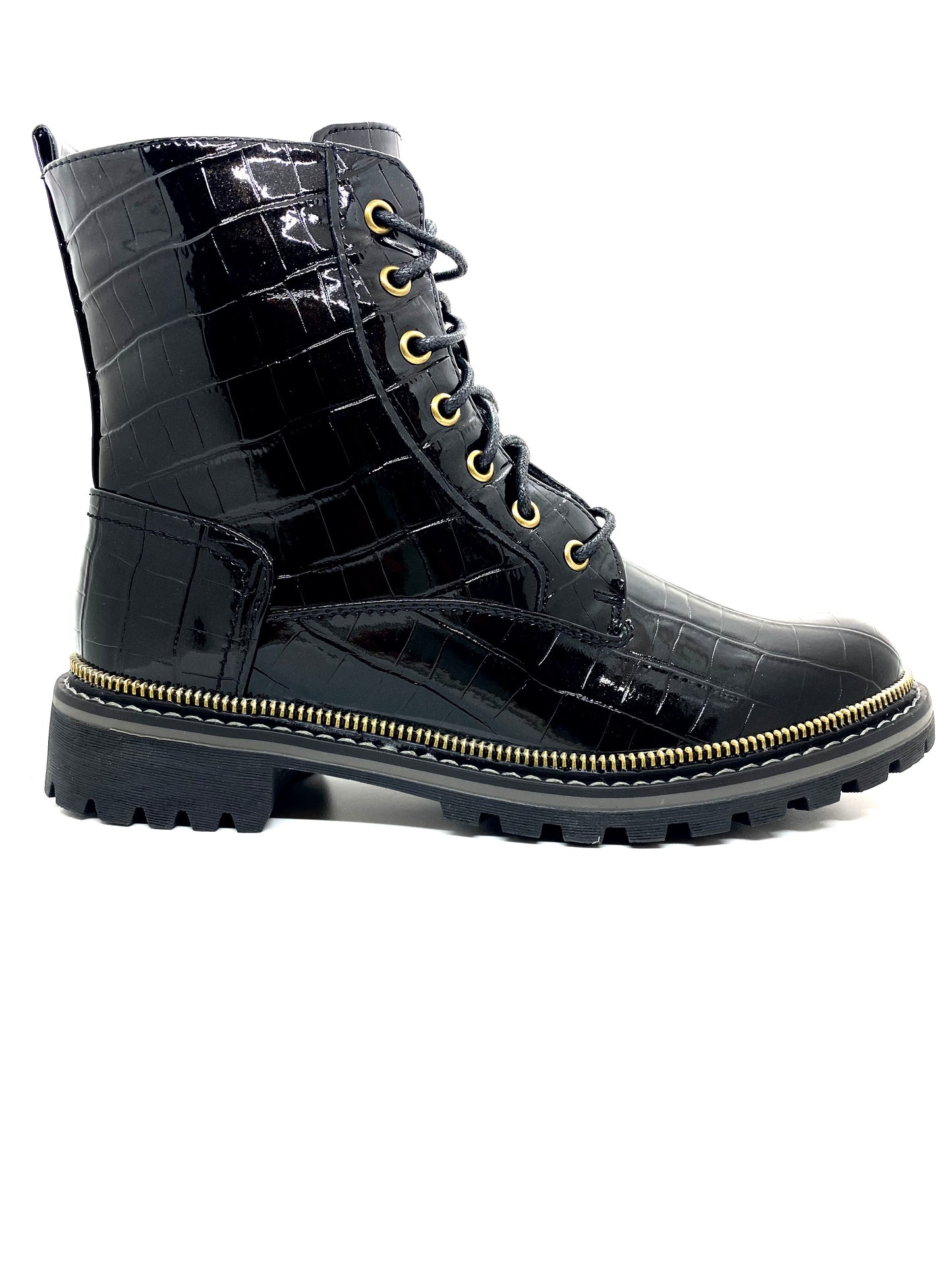 Lunar Regan Ladies Croco Chunky Sole Ankle Boot