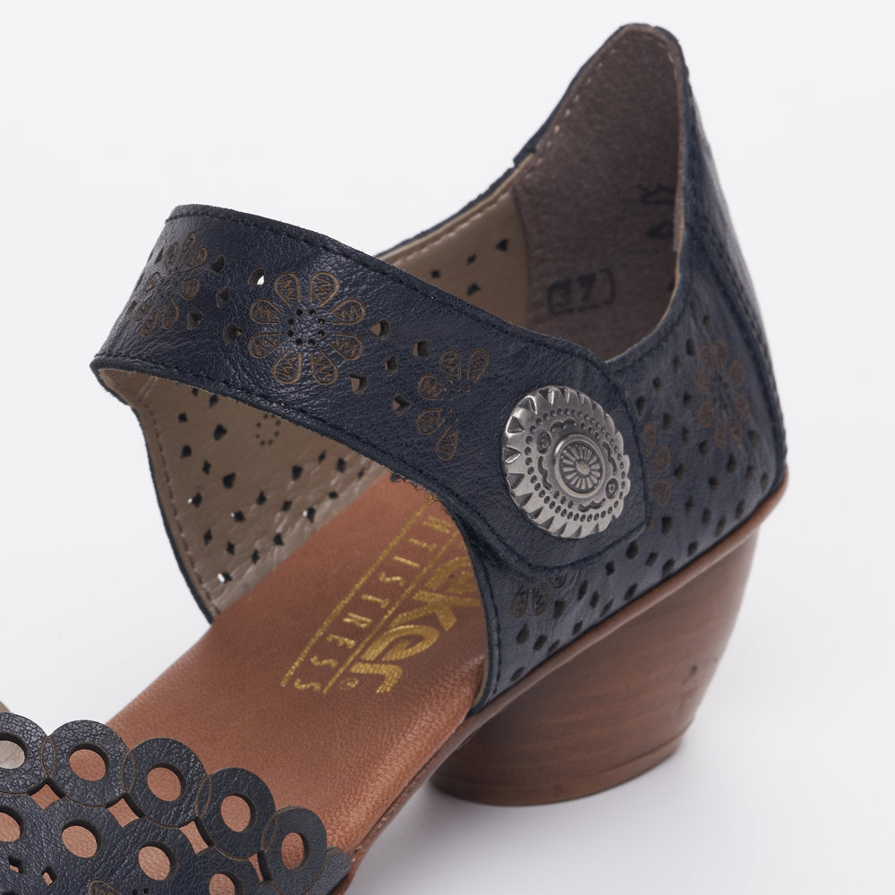 Rieker Ladies Mary Jane Shoe Lazer Cut Detail