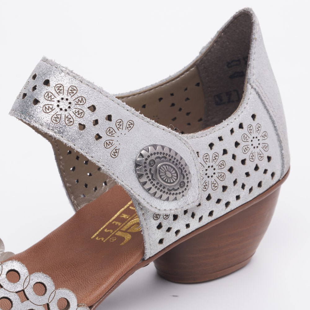 Rieker Ladies Mary Jane Shoe Lazer Cut Detail