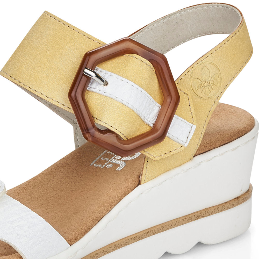 Rieker Ladies Buckle Trim Adjustable Wedge Sandal