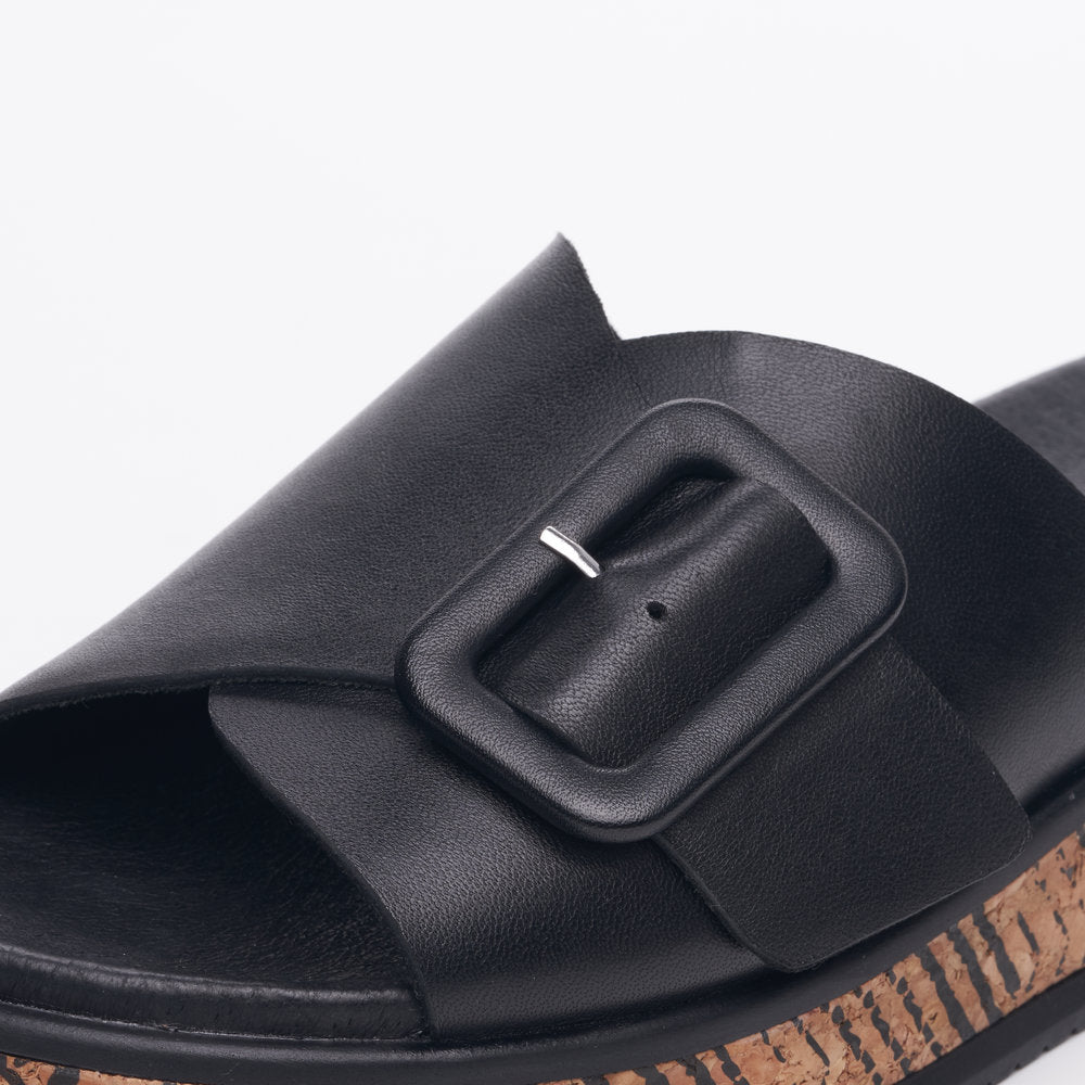 Rieker Evolution Ladies Buckle Trim Backless Sandal