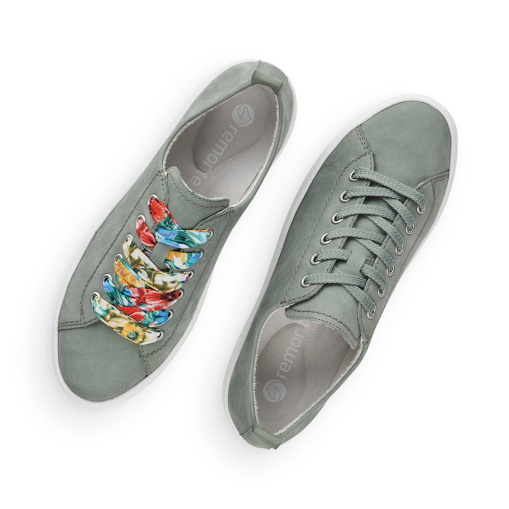 Remonte Ladies Multi Lace Flatform Sneaker Mint