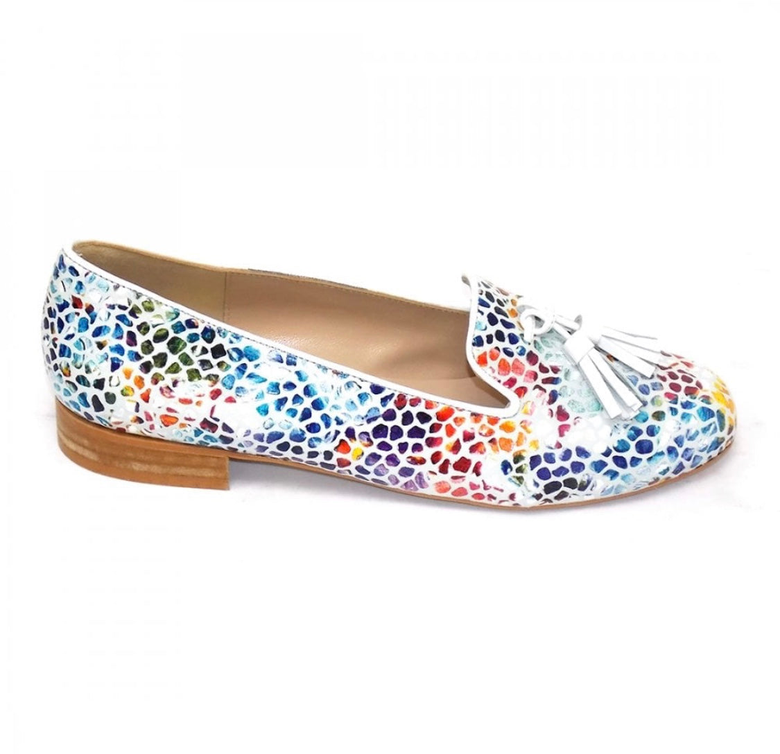 HB Shoes Clover Pebble Print Tassel Trim Pump