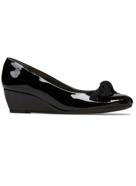 Bourne Mid Wedge Heel Court Shoe With Bow Detail