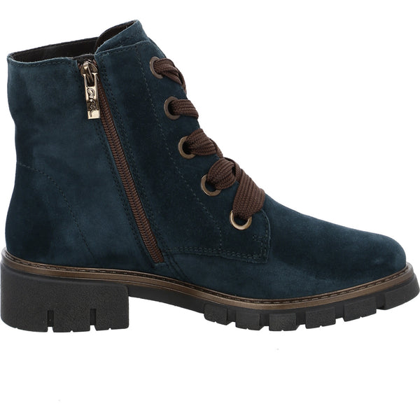 Ara Ladies Dover Lace Up Ankle Boot Peacock Suede