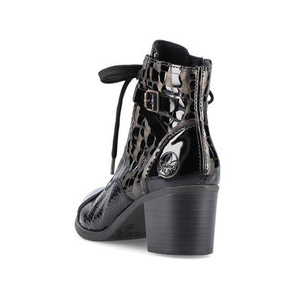Rieker Ladies Patent Block Heel Ankle Boot