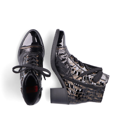 Rieker Ladies Patent Block Heel Ankle Boot