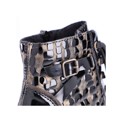 Rieker Ladies Patent Block Heel Ankle Boot