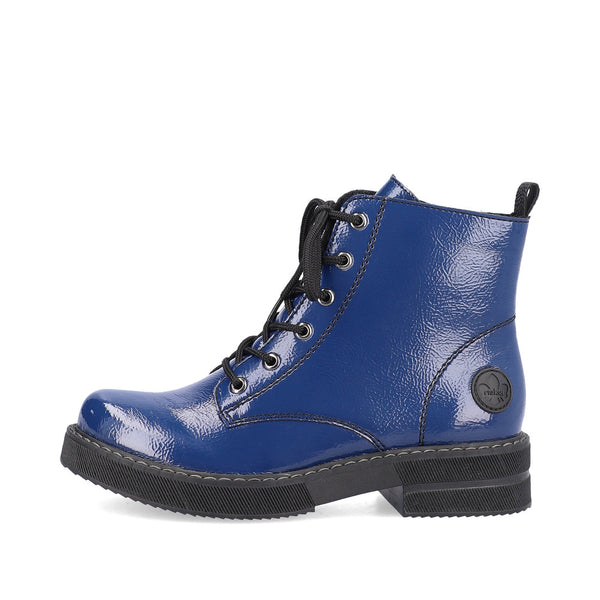 Rieker Ladies Chunky Sole Lace Up Patent Boot
