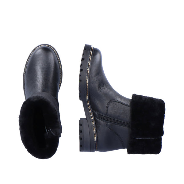 Remonte Black Lambswool Ankle Boots
