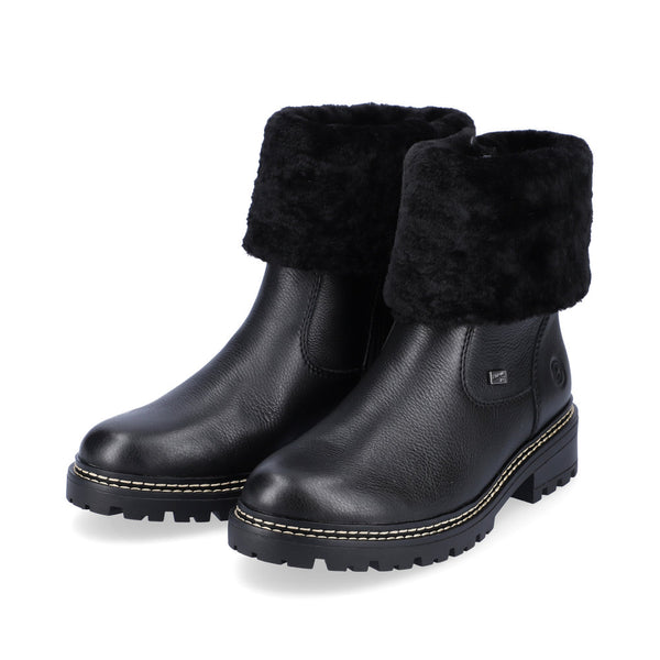 Remonte Black Lambswool Ankle Boots