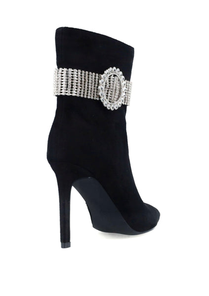 Menbur Ladies Diamante Trim Slim Heel Ankle Boot
