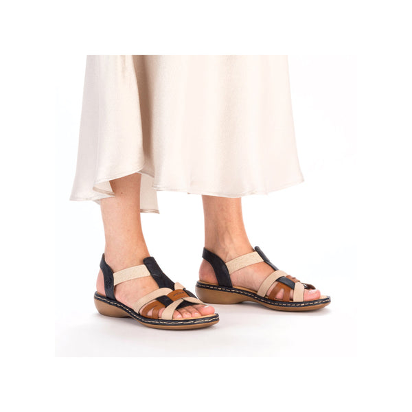 Rieker Ladies Flat Heel Multi Colour Sandal