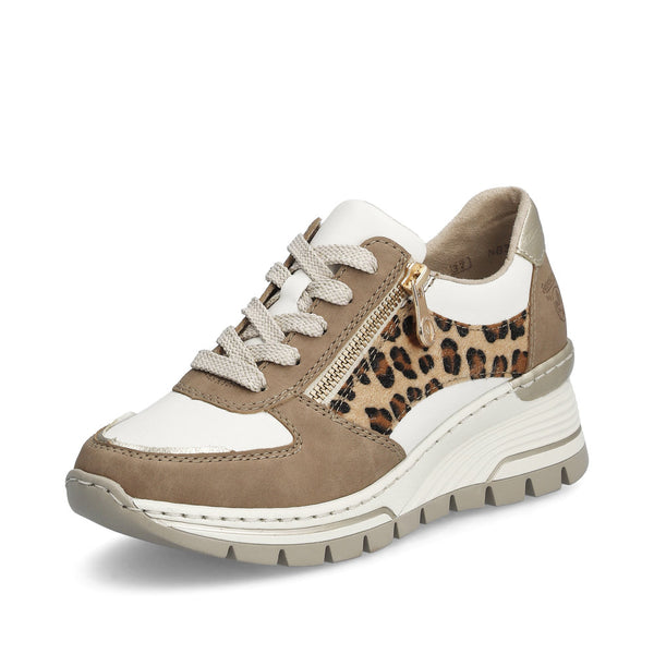 Rieker Ladies Leopard Trim Wedge Heel Sneaker