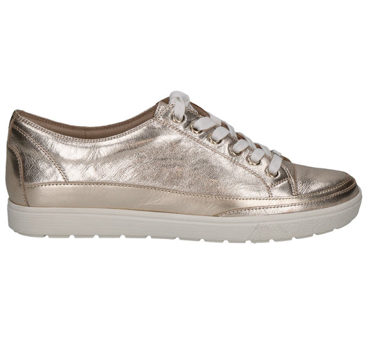 Caprice Ladies Metallic Leather Lace Up Sneaker