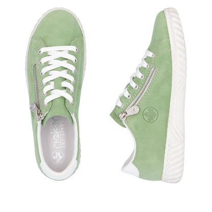 Rieker Ladies Zip Side Lace Up Suede Sneaker