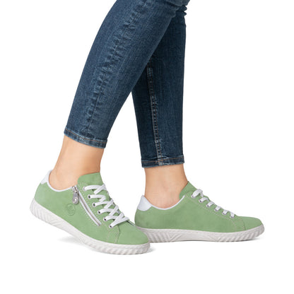 Rieker Ladies Zip Side Lace Up Suede Sneaker