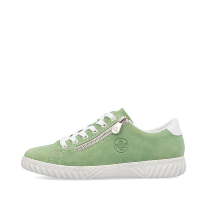 Rieker Ladies Zip Side Lace Up Suede Sneaker