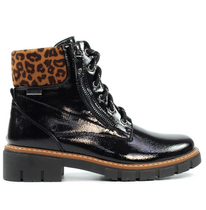 Lunar Bowen Ladies Patent Lace Chunky Sole Ankle Boot