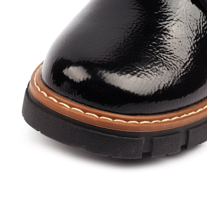 Lunar Bowen Ladies Patent Lace Chunky Sole Ankle Boot