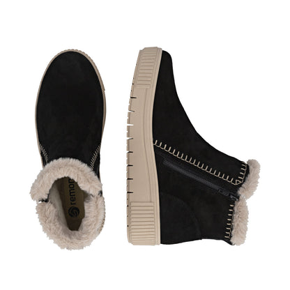 Remonte Ladies Flatform Zip Side Wool Trim Boot