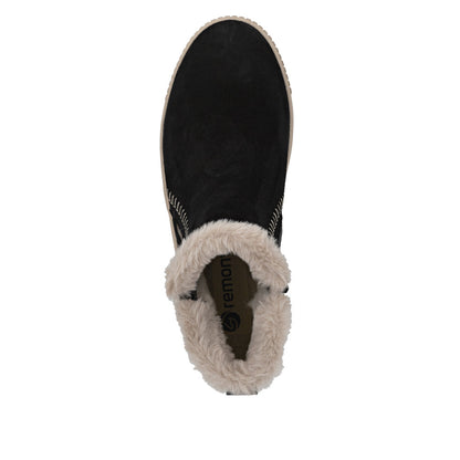 Remonte Ladies Flatform Zip Side Wool Trim Boot