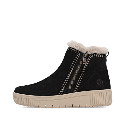 Remonte Ladies Flatform Zip Side Wool Trim Boot