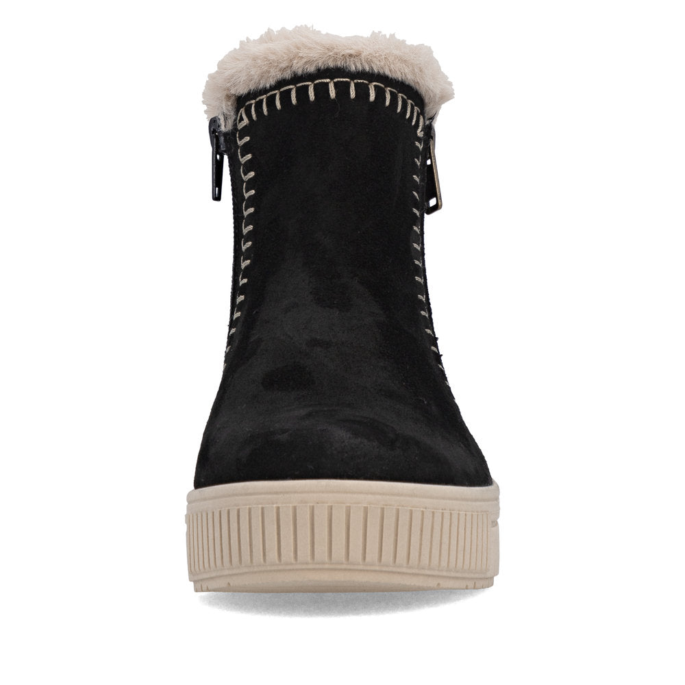 Remonte Ladies Flatform Zip Side Wool Trim Boot