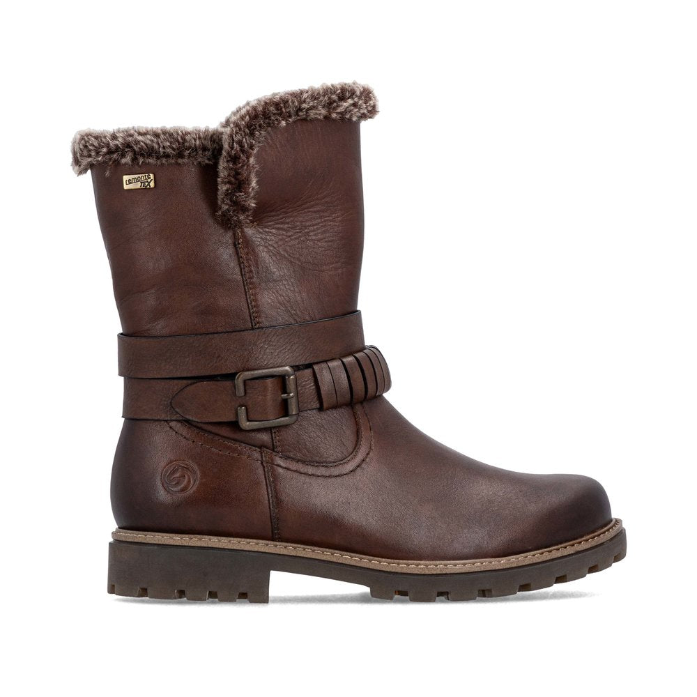 Remonte Ladies Fur Trim Side Zip Ankle Boot