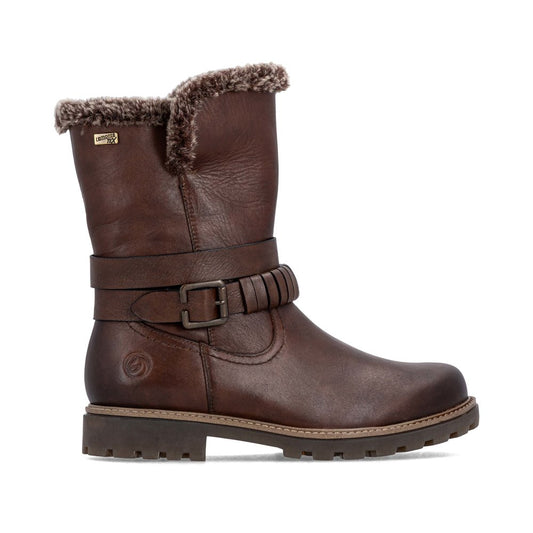 Remonte Ladies Fur Trim Side Zip Ankle Boot