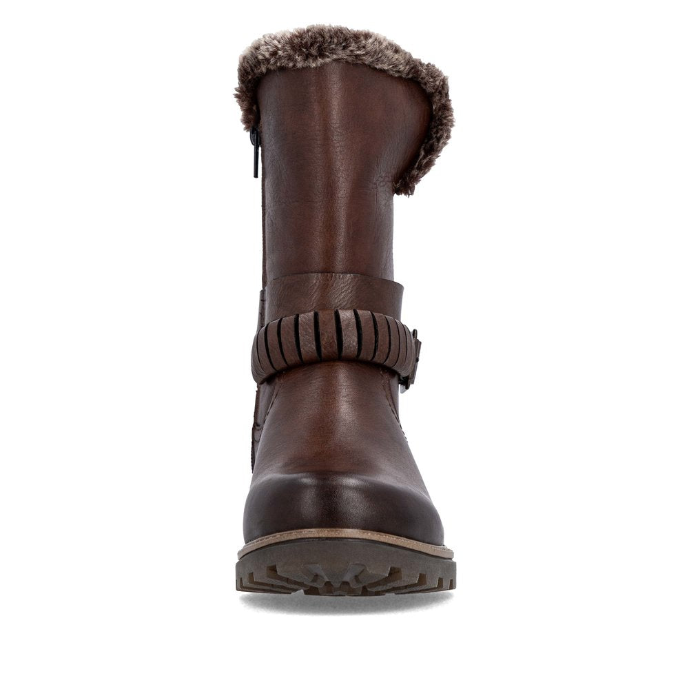 Remonte Ladies Fur Trim Side Zip Ankle Boot