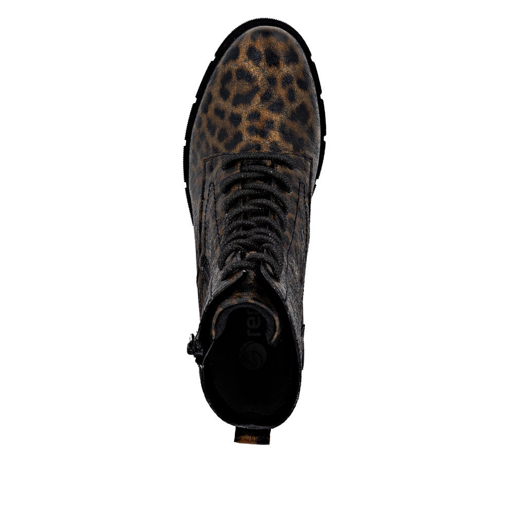 Remonte Ladies Leopard Print Chunky Sole Ankle boot
