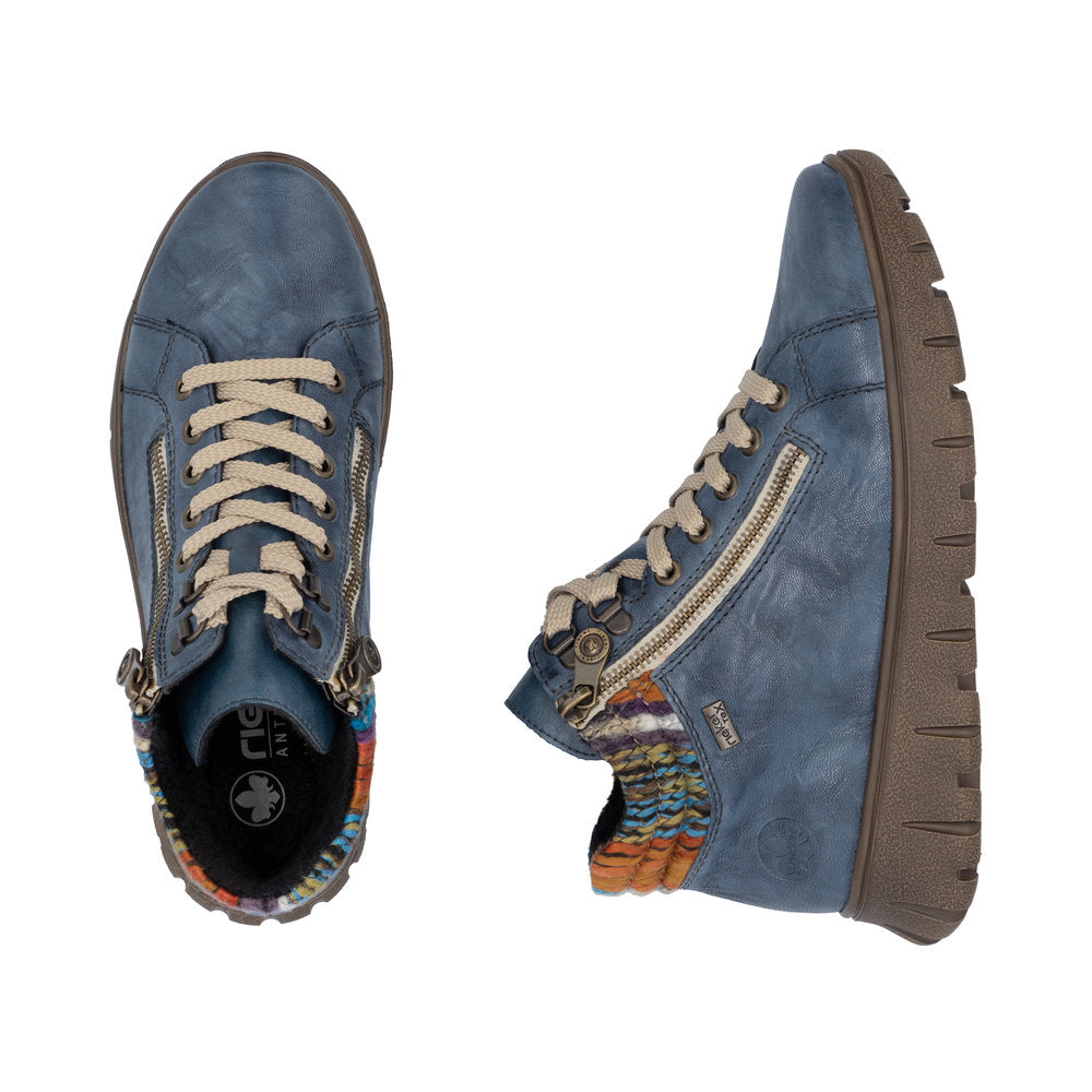 Rieker Ladies Knitted Collar Tex Lined Lace Up Boot