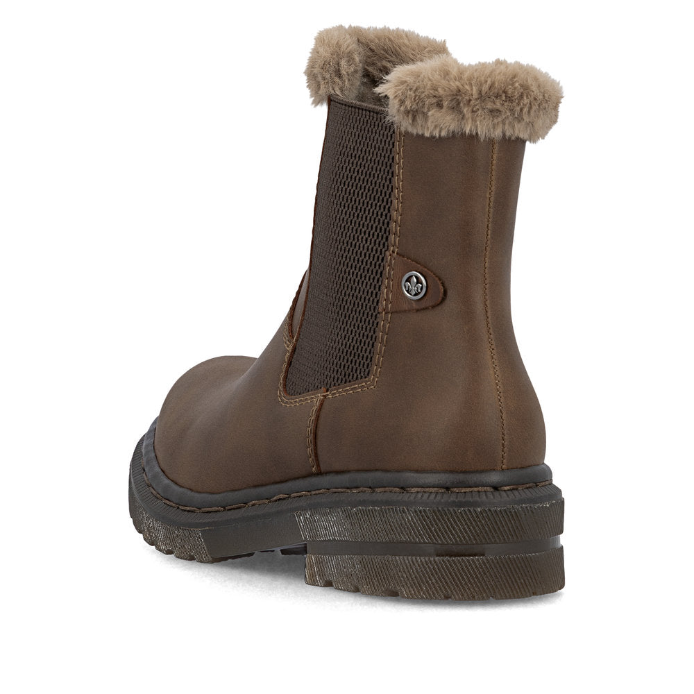 Rieker Ladies Fur Trim Ankle Boot